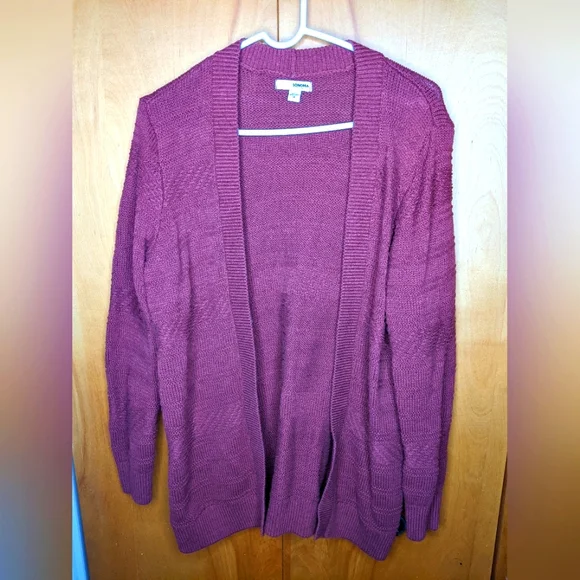 Women's Sonoma Goods For Life® Allover Stitch Cardigan Burgundy size Medium - Picture 3 of 4